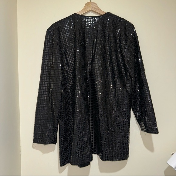 Women’s Vintage Black 80’s Sequins NYE Party Open Face Blazer Cardigan Size: 14 - Picture 12 of 15